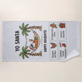 Serviette De Plage Yo Santa Drôle de Noël d'été Tropical Fêtes