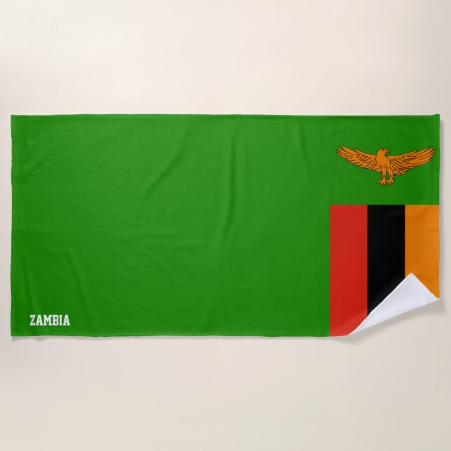 Serviette De Plage Zambie Drapeau splendide patriotique (Devant)