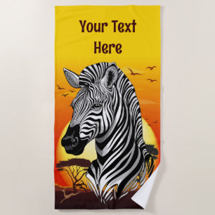 Serviette De Plage Zebra African Savanna Wild Animal