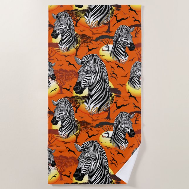 Serviette De Plage Zebra African Savanna Wild Animal (Devant)
