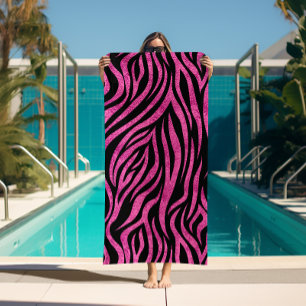 Serviette De Plage Zebra Print Black Hot Pink
