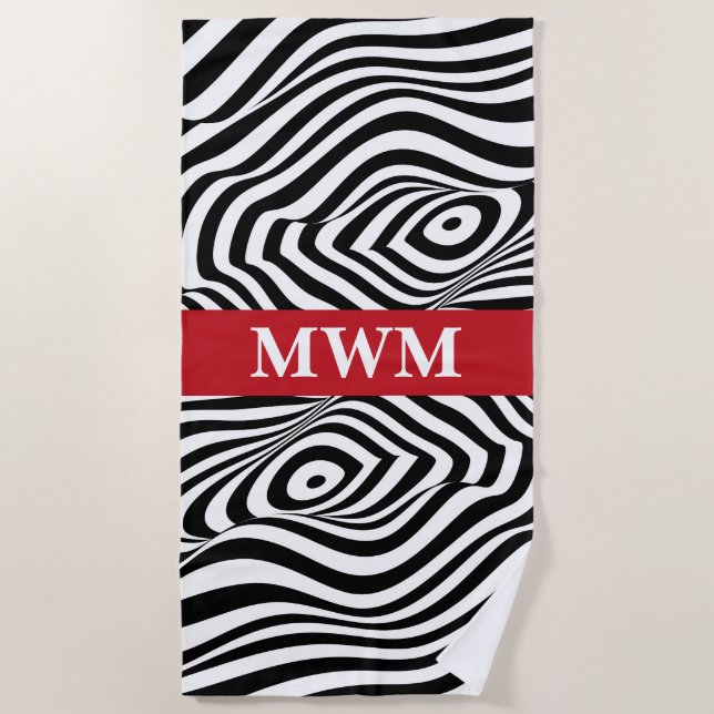 Serviette De Plage Zebra Stripes Monogram Beach Towne (Devant)