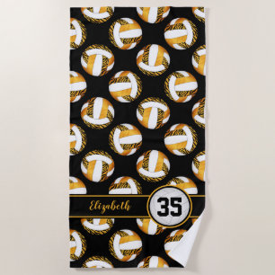Serviette De Plage zèbre rayures or orange sport filles volleyball