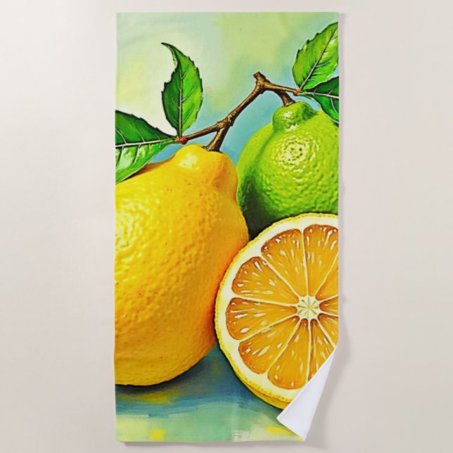 Serviette De Plage Zesty Citrus Burst Sunshine Design (Devant)
