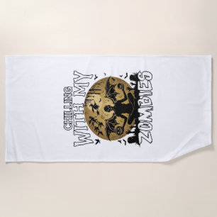 Serviette De Plage Zombies glaçants Halloween Démon ailé Lune Tombe