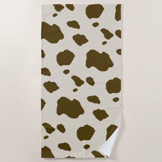 Serviette De Plage Zones de vache Brown d'animal Faux Skin (Devant)