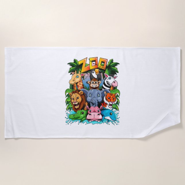 Serviette De Plage Zoo Animal Chemise Enfants Garçons Filles Enseigna (Devant)