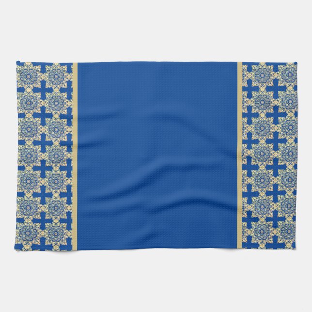 Serviette de Plat avec médaillons bleu et or (Horizontal)
