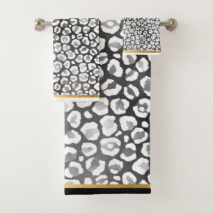SERVIETTE DE SALLE DE BAINS EN OR LUXE LEOPARD EN