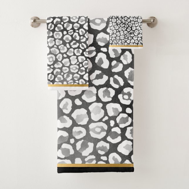 SERVIETTE DE SALLE DE BAINS EN OR LUXE LEOPARD EN  (En situation)