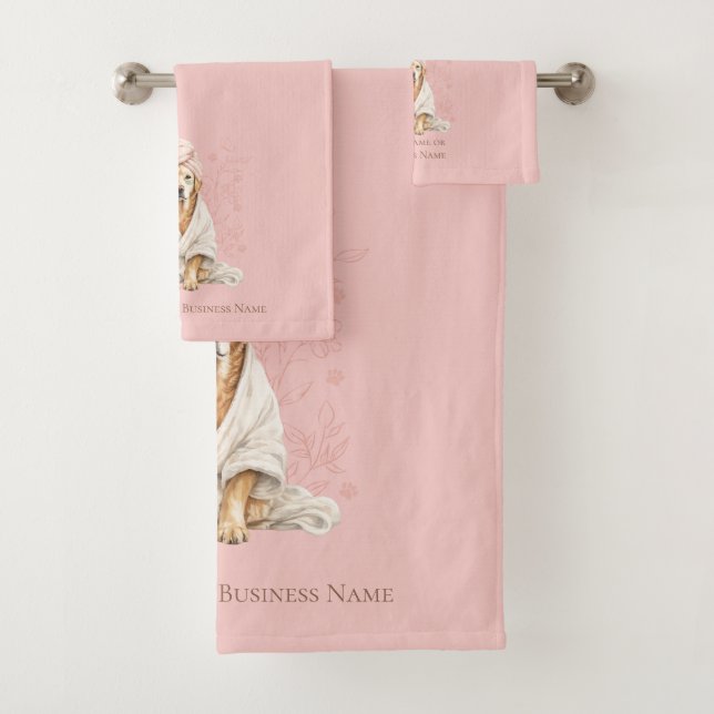 Serviette de spa personnalisée pour toiletteur de  (En situation)
