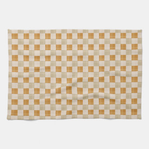 Serviette de thé à carreaux neutres et chauds Tiss