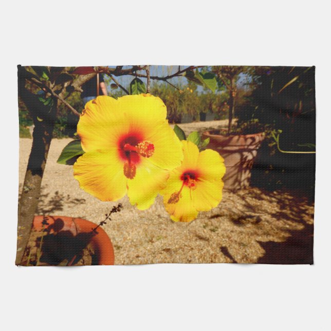 Serviette de thé à l'Hibiscus jaune (Horizontal)