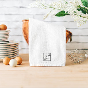 Serviette de thé à monogramme intemporel Crête b