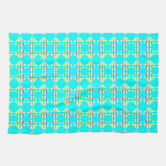 Serviette de thé abstraite orange vif, verte et bl