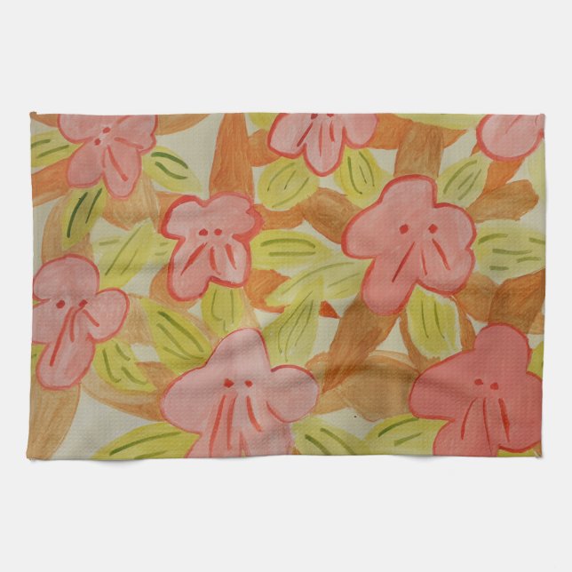 Serviette de thé aux fleurs de automne (Horizontal)