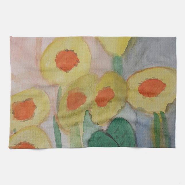 Serviette de thé aux tournesols Abstraits (Horizontal)