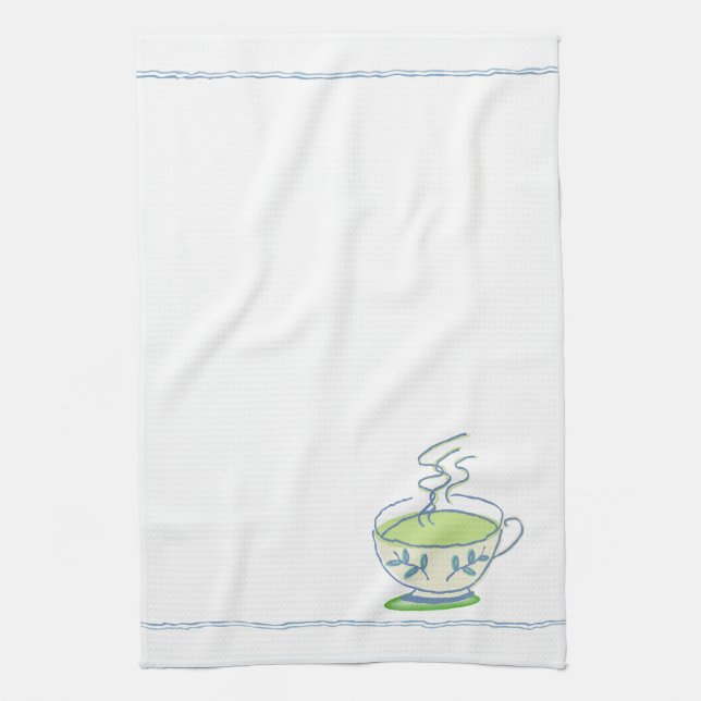 Serviette de thé bleue de tasse de thé (Vertical)