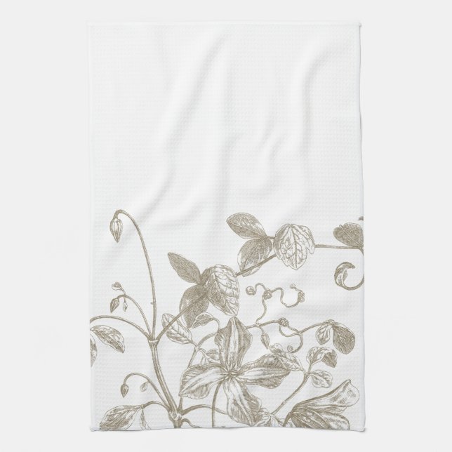 Serviette de thé botanique de vigne fleurissante (Vertical)