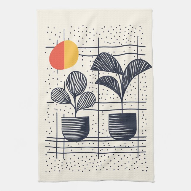 Serviette de thé botanique moderne avec Plante élé (Vertical)