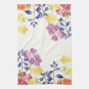 Serviette de thé colorée pour aquarelle de fleur