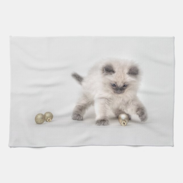 Serviette de thé de chaton de Ragdoll (Horizontal)
