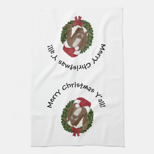 Serviette de thé de chèvre de Noël (Vertical)