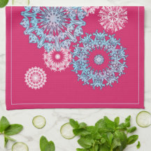 Serviette de thé de cuisine rose et violette