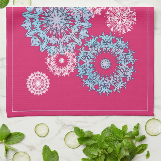 Serviette de thé de cuisine rose et violette (Plié)