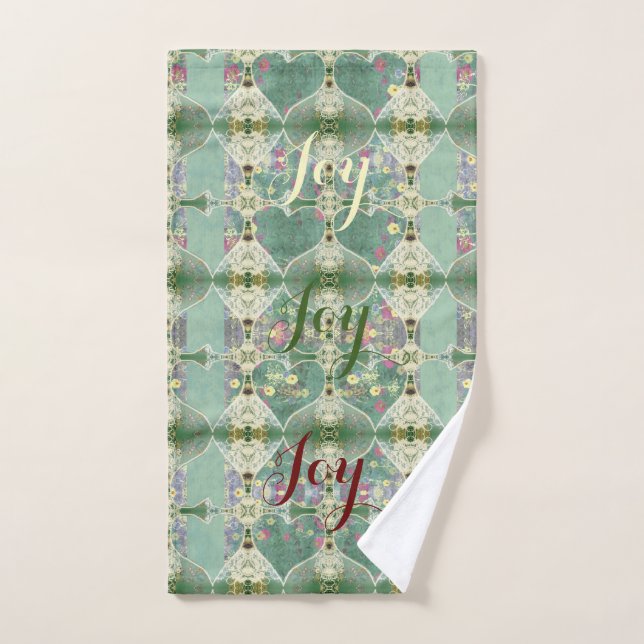 Serviette de thé de Noël "Joy Joy Joy Joy" (Serviette à main)