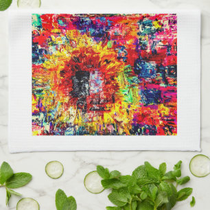 Serviette de thé d'explosion de tournesol