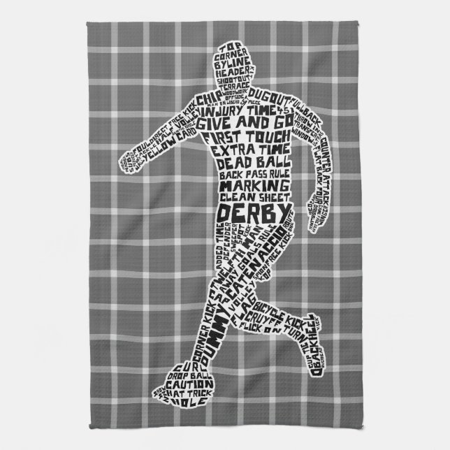 Serviette de thé du joueur de football typographiq (Vertical)