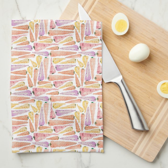 Serviette de thé en carottes (Quart Plié)