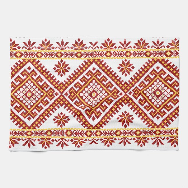 Serviette de thé en coton imprimée broderie ukrain (Horizontal)