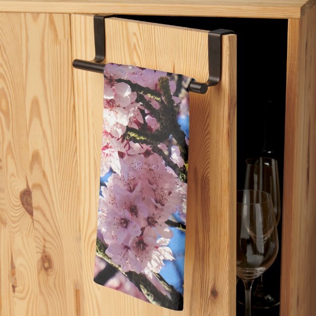 Serviette de thé en fleurs de cerisier rose (Pliage en tiers)