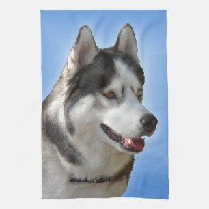 Serviette de thé enrouée de Malamute de serviette