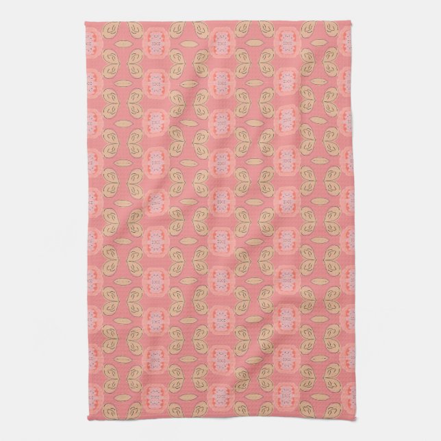 Serviette De Thé Fleurie Avec Corail (Vertical)