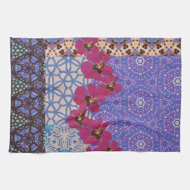 Serviette de thé florale bleue par KCS (Horizontal)