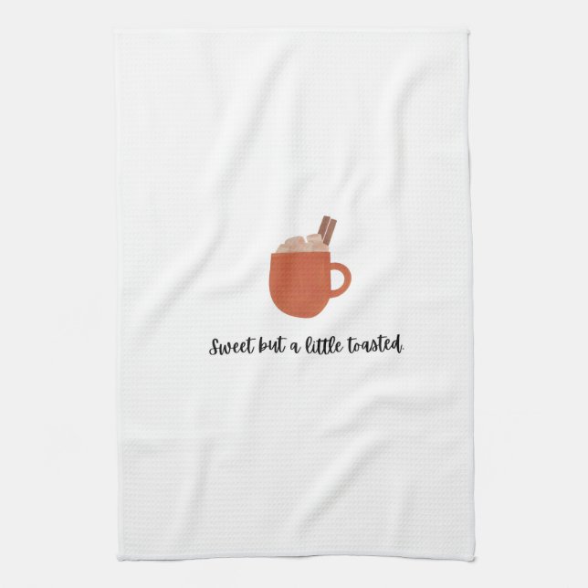 Serviette de thé Marshmallow avec une citation drô (Vertical)