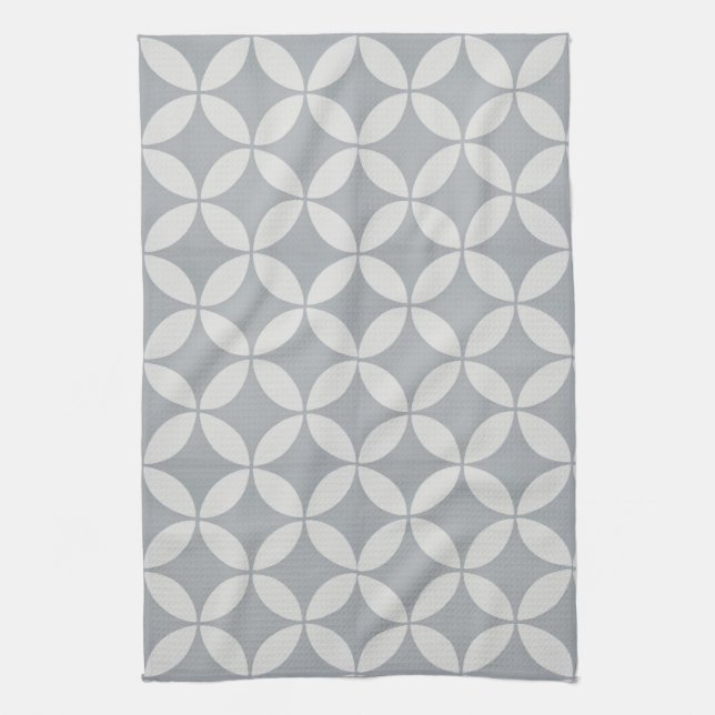 Serviette de thé - Motif de pétale gris (Vertical)