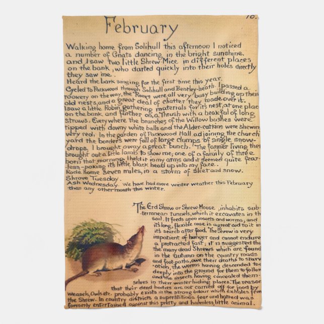 Serviette de thé Nature Notes février par Edith Ho (Vertical)