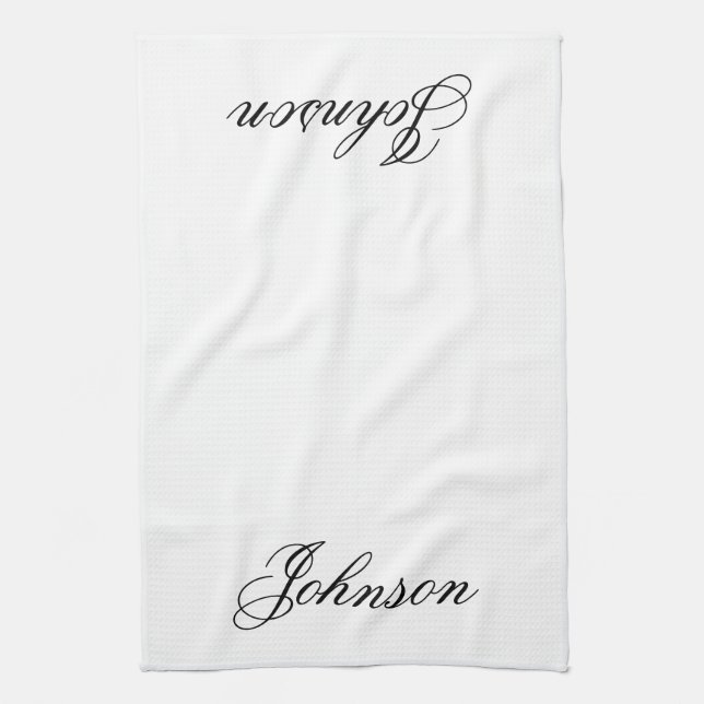 Serviette de thé personnalisée - Nom de famille (Vertical)