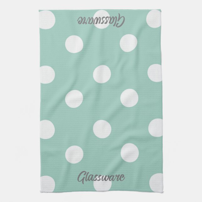 Serviette de thé - Pois bleu clair (Vertical)