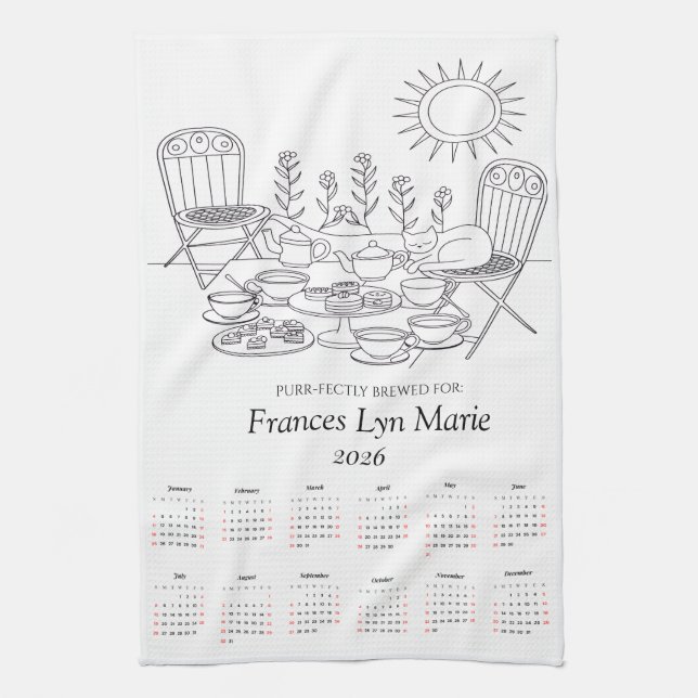 Serviette de thé pour chat parfaitement infusée Ca (Vertical)