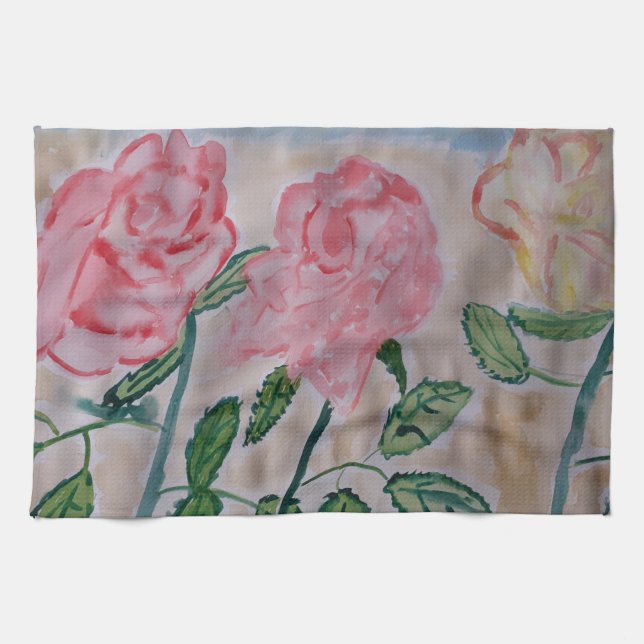 Serviette de thé Rose été Abstraite (Horizontal)