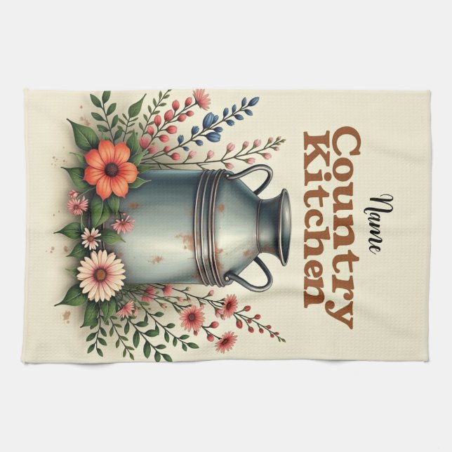 Serviette de thé rustique à base de lait et de fle (Horizontal)