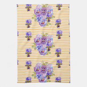Serviette de thé Shabby Chic Jaune Pansy Floral