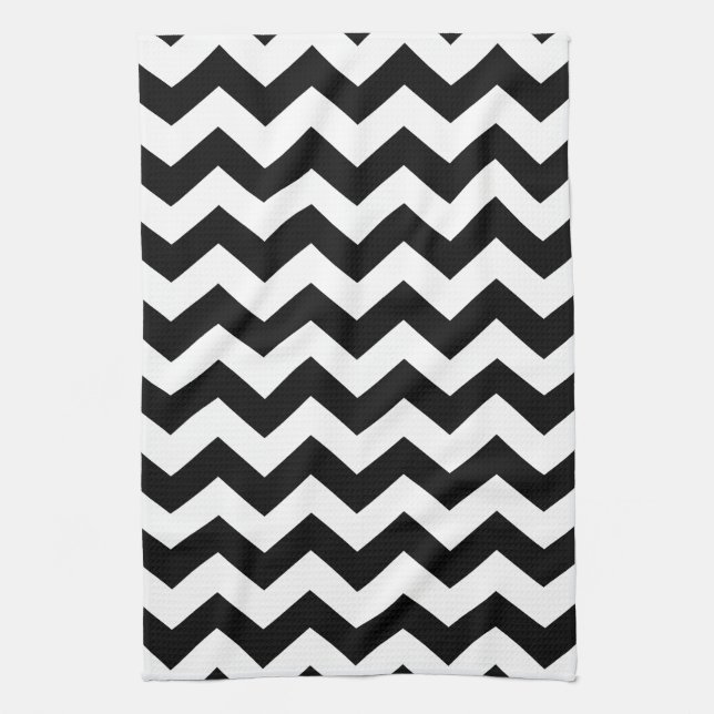 Serviette de thé - Zipzags noirs (Vertical)
