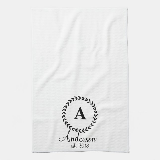 Serviette de vaisselle personnalisée avec monogram (Vertical)