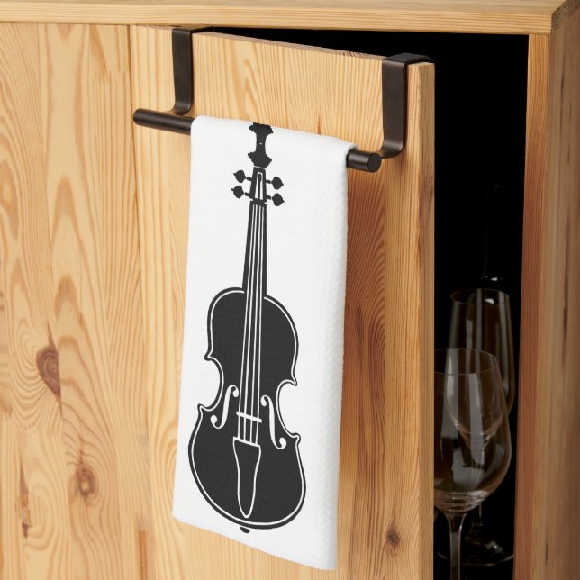Serviette de violon noir et blanc (Pliage en tiers)